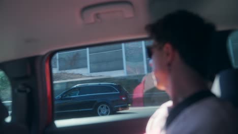 View from inside a moving car