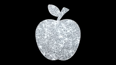 el icono de la manzana brilla con un bucle de brillo de partículas parpadeantes.