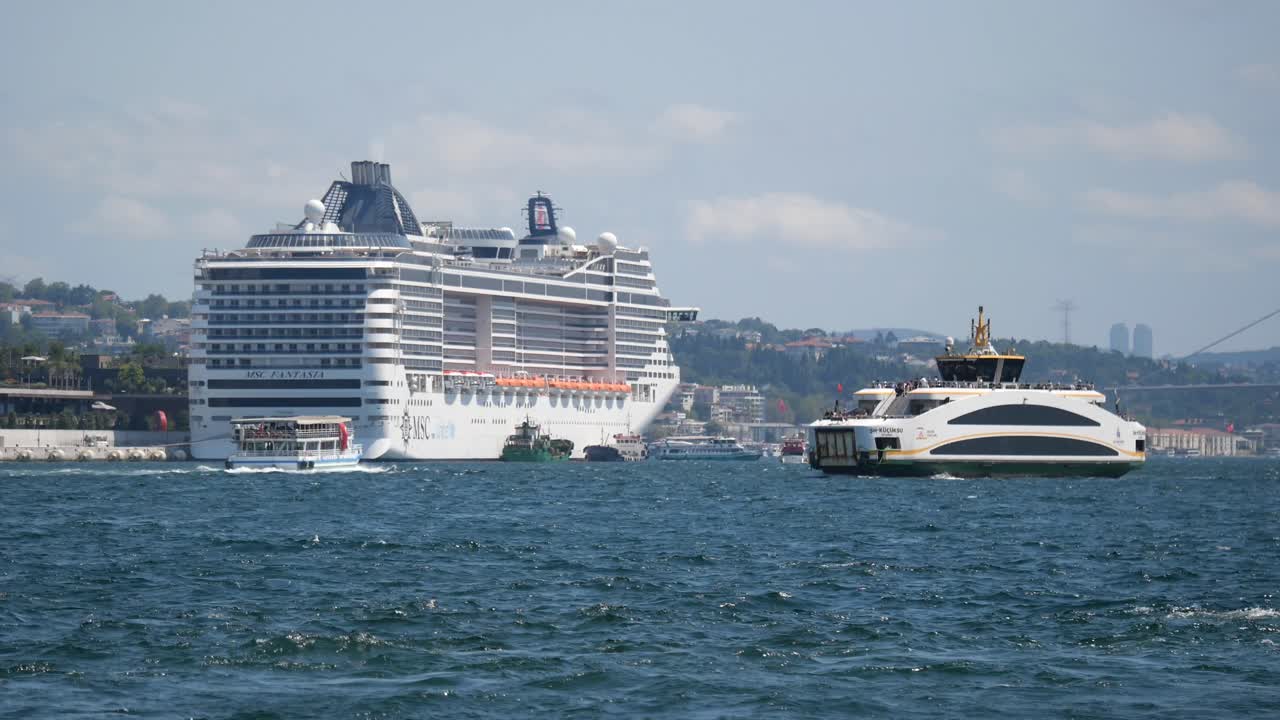 Cruise ship and ferry on the water