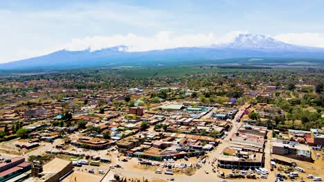 rural village town of kenya with kilimanjaro in the background