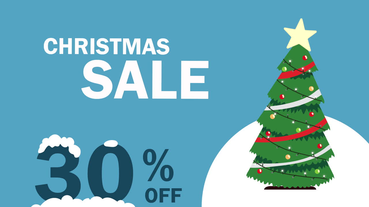 estandarte de venta de navidad con un 30% de descuento
