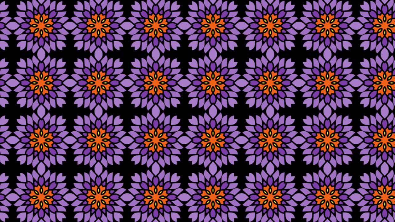 una colorida animación de diapositivas de patrones sin fisuras que consiste en figuras geométricas y flores