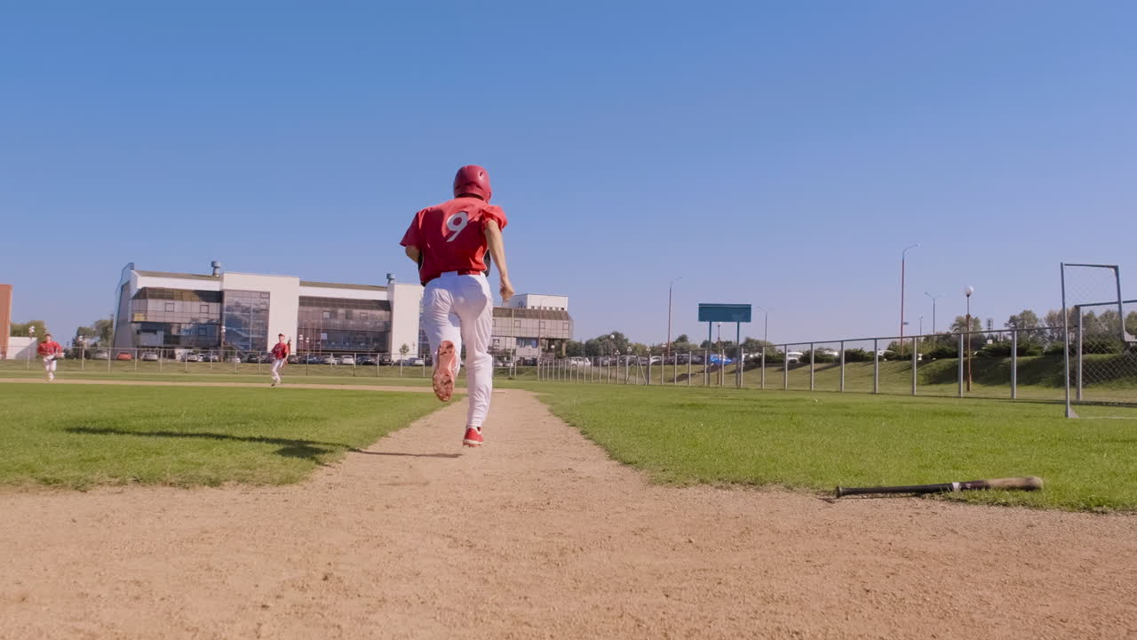 Youth baseball practice sessions taking place under clear blue skies and sunshine