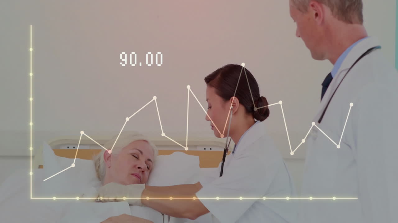 다양한 의사와 병원의 환자에 대한 데이터 처리의 애니메이션