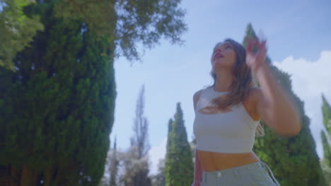 woman dancing in a park