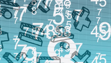 múltiples números cambiando contra símbolos matemáticos en fondo azul