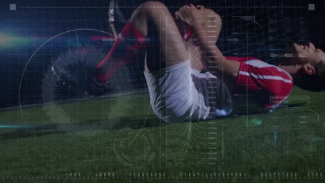 animación del procesamiento de datos sobre el jugador de fútbol