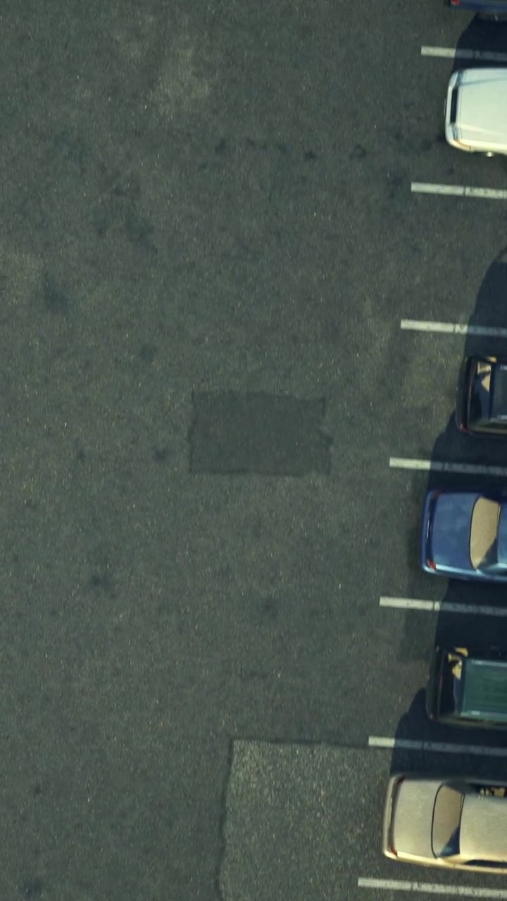 Cars parked in a lot showing clear spaces and lines under sunlight