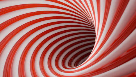 abstract spiral tunnel with red and white stripes