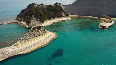 static aerial shot of the cape drastis, corfu in greece