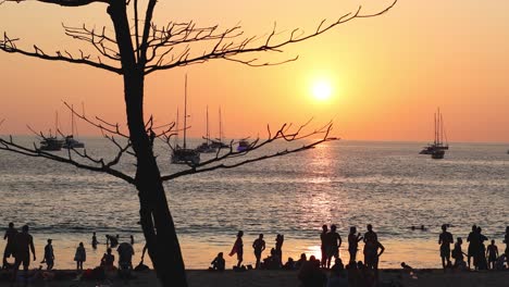 people enjoying a serene beach sunset