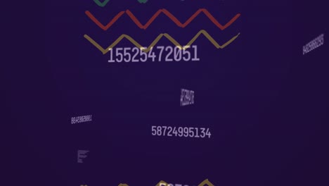 animation of numbers, data processing and patterns moving on navy background