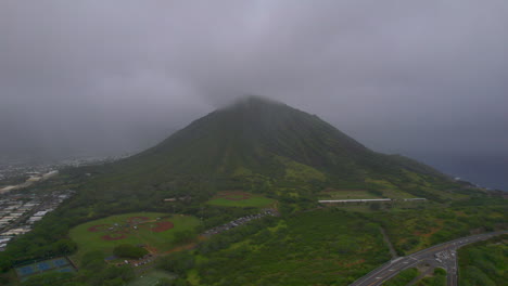 aerial view from the southwest headed to koko crater on oahu hawaii from hawaii kai lookout