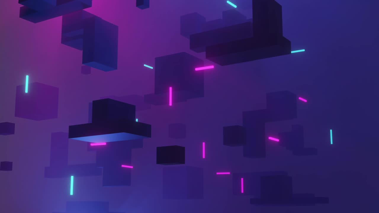 Animation of 3d cubes and purple background