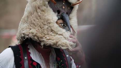 interesting mask made out of wool expressing somewhat scary feeling-2