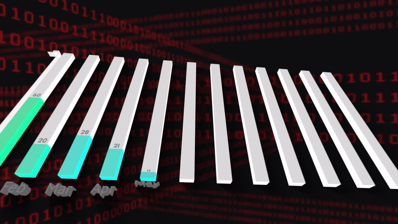 Animation of data processing over black background