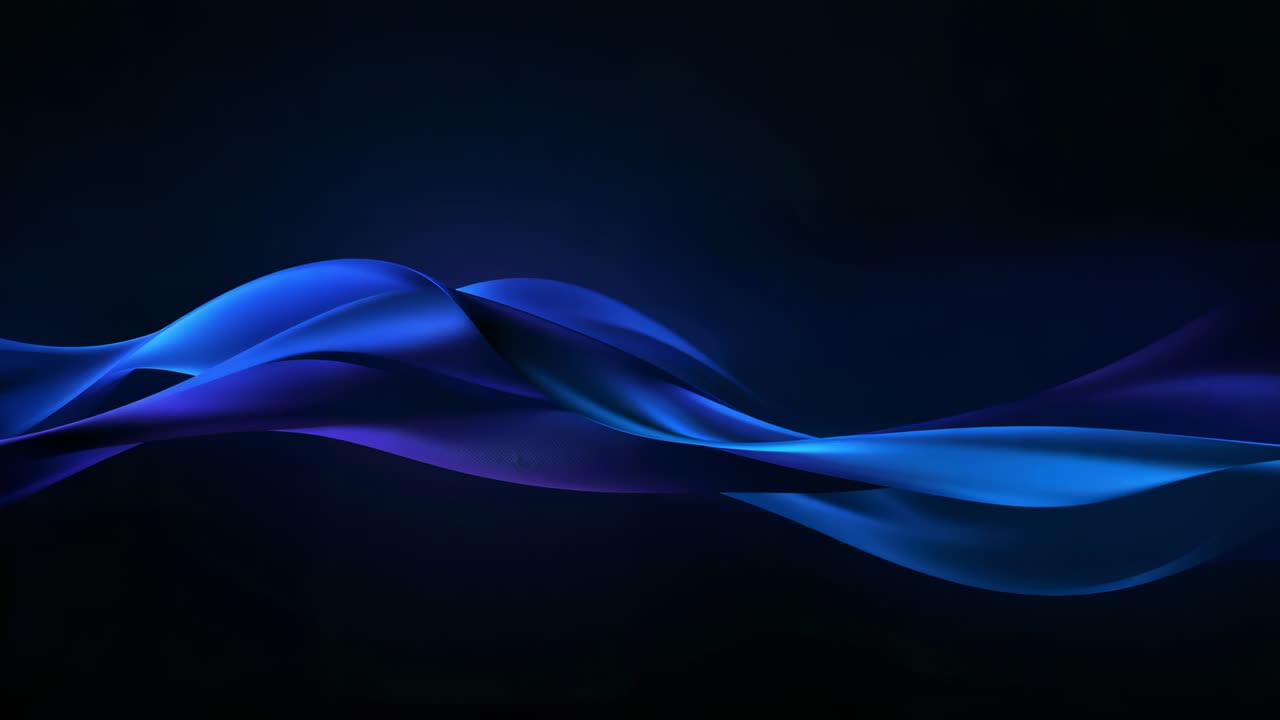 Loop starting, blue-indigo ribbon waves flowing across dark gradient, creating animated wallpaper
