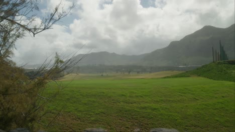 Buenavista-golf-course-and-mountain-lansdcape-on-Tenerife,-Canary-Islands-in-spring