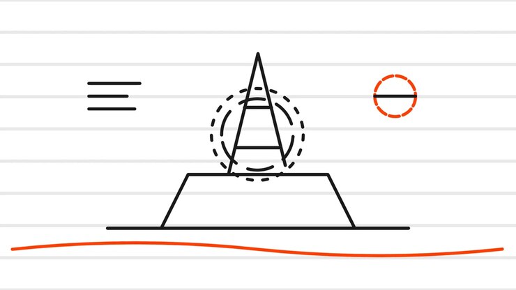 Minimalist Line Art Animation of a Pyramid Construction