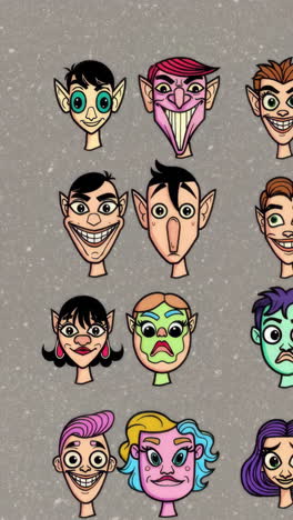 collection of cartoon faces and character designs