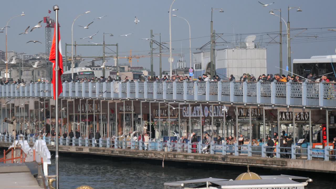 Galata Bridge, Istanbul - Crowded Waterfront Scene