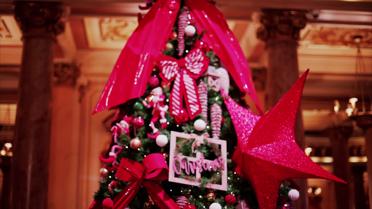 The decorated Christmas tree inside the Monte Carlo Casino in Monaco