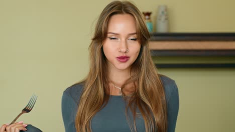 woman with a fork