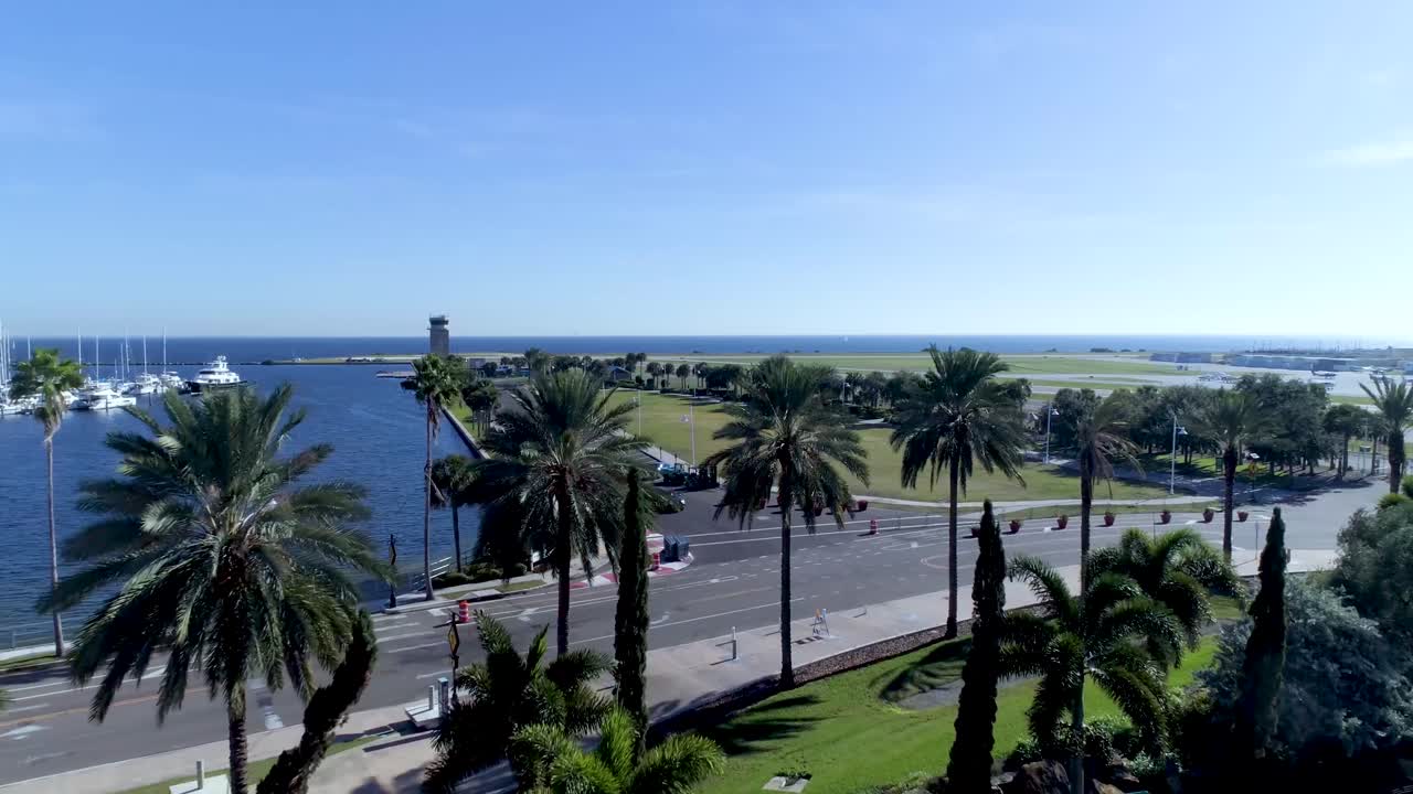 video aéreo 4k del parque y aeropuerto albert whitted en san petersburgo, florida