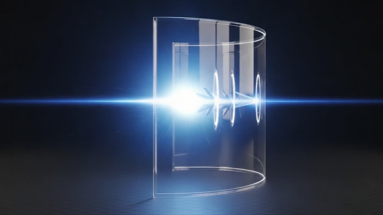 Dynamic Light Interaction with Transparent Medium: A Visualization of Light Behavior through Curved Glass Elements in an Abstract Setting