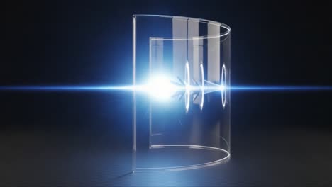dynamic light interaction with transparent medium: a visualization of light behavior through curved glass elements in an abstract setting