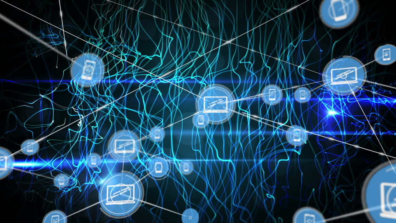 animación de la red de conexiones sobre un fondo oscuro