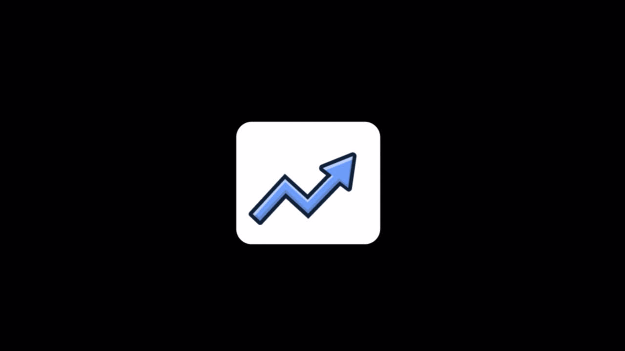 Animated Blue Upward Trend Arrow Icon on Black Background