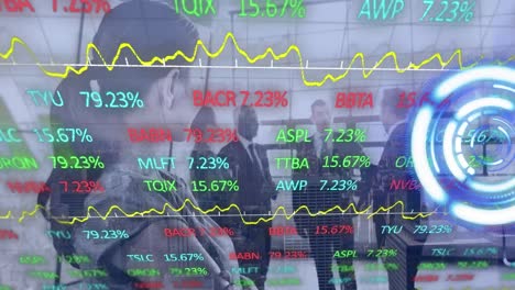 Animation-of-financial-data-processing-and-scope-scanning-over-business-people