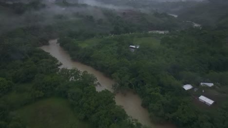 Rio-Cahabón-near-semuc-champey-during-a-moody-day,-aerial