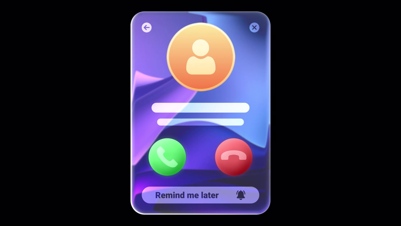 Glassmorphism Incoming Call UI