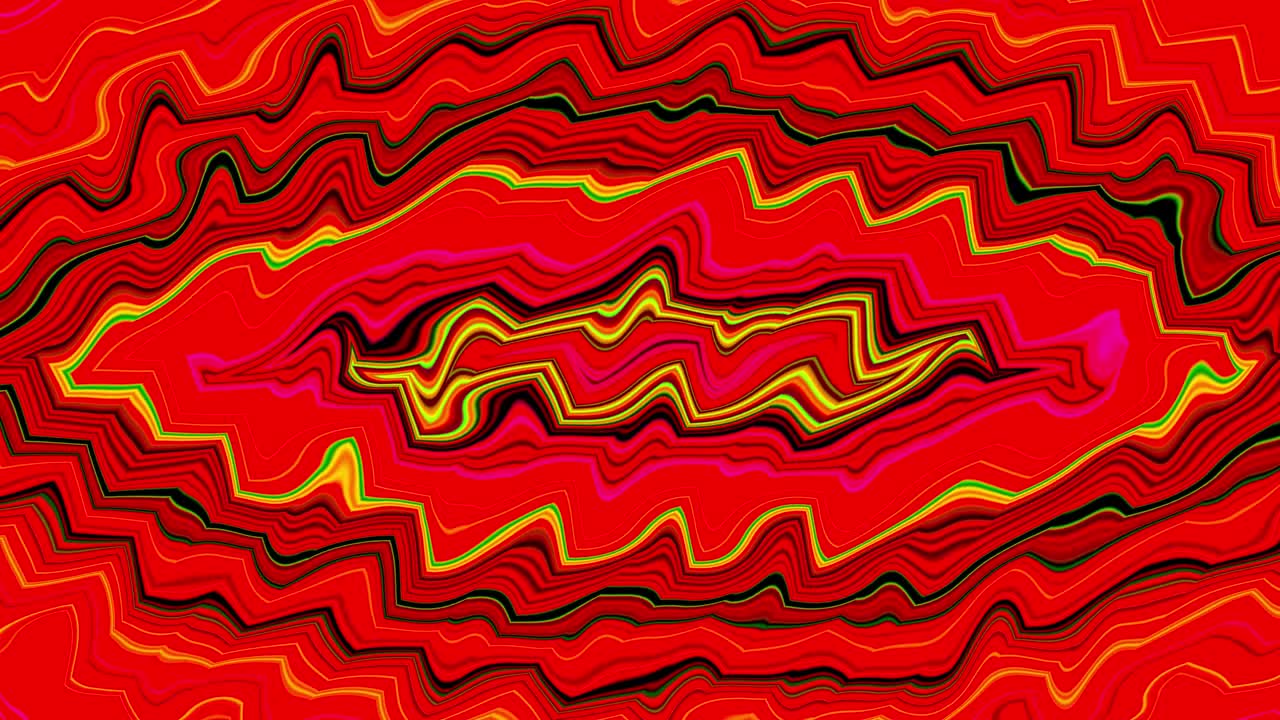 Sfondo con onde radiali rosse. Sfondo astratto animato. Layout grafico in movimento vivido.