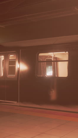 subway train interior at night