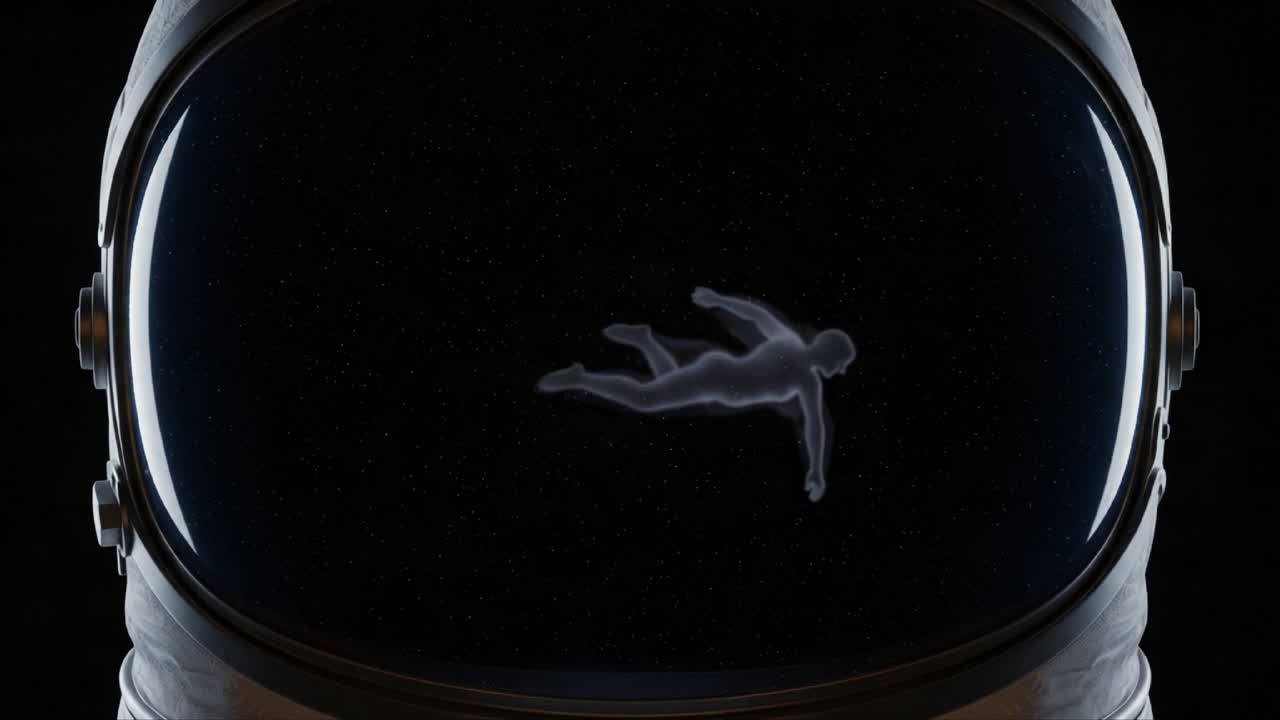 A Mysterious Figure Floating in Space: An Astronaut's Perspective Capturing the Infinite Darkness and Depth of the Universe Beyond Earth's Atmosphere