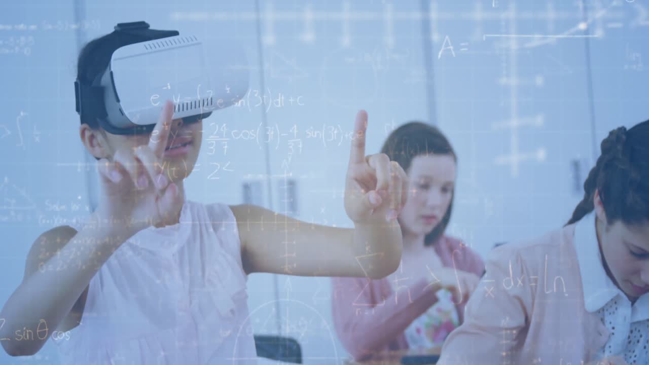 vr 헤드 ⁇ 을 사용하는 학교 학생들을 대상으로 수학 방정식의 애니메이션
