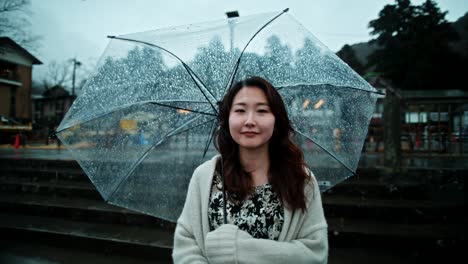 woman with umbrella in the rain