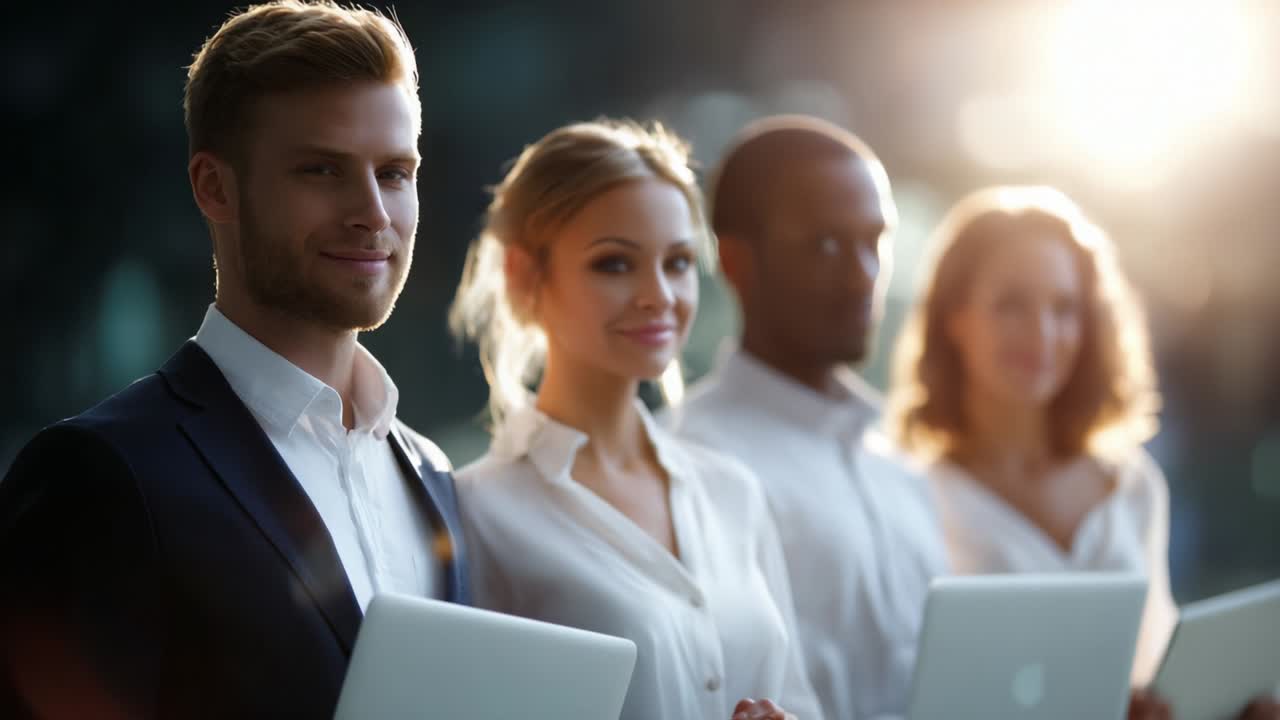 Diverse Business Team Working Together with Laptops
