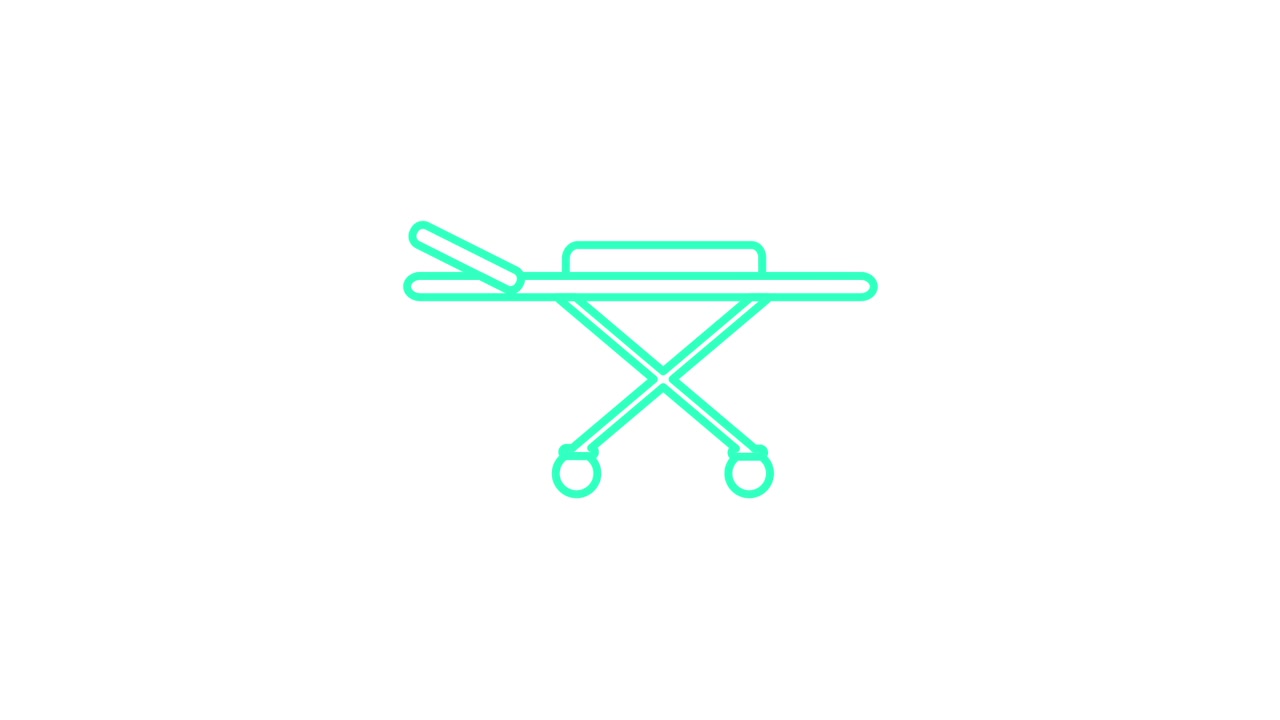 Animated Line Art Icon of a Medical Stretcher