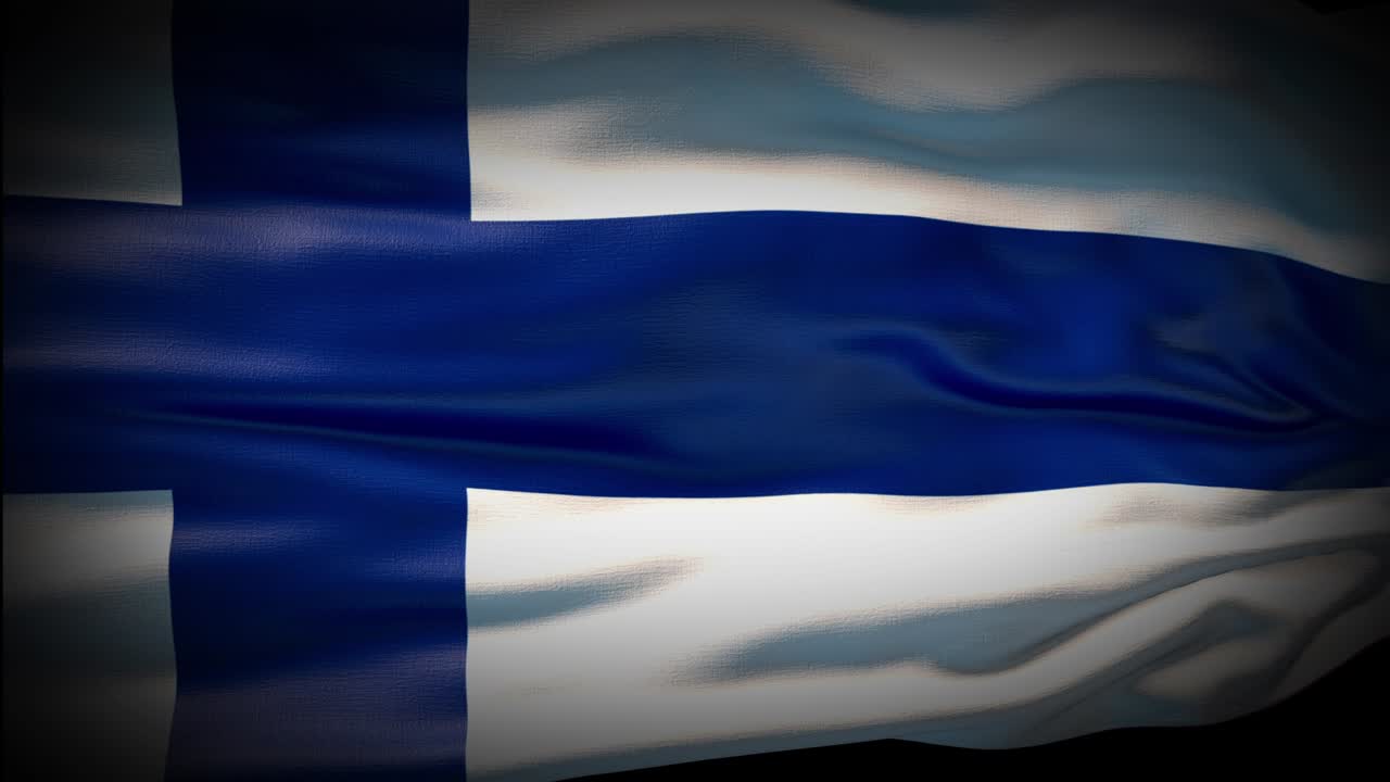 핀란드 발이 바람에 흔들리는 현실적인 4k 핀란드 국기