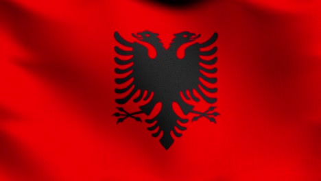 seamless loop 4k vdo. albania national flag blowing in the wind isolated. official patriotic abstract design. 3d rendering illustration of waving sign symbol.