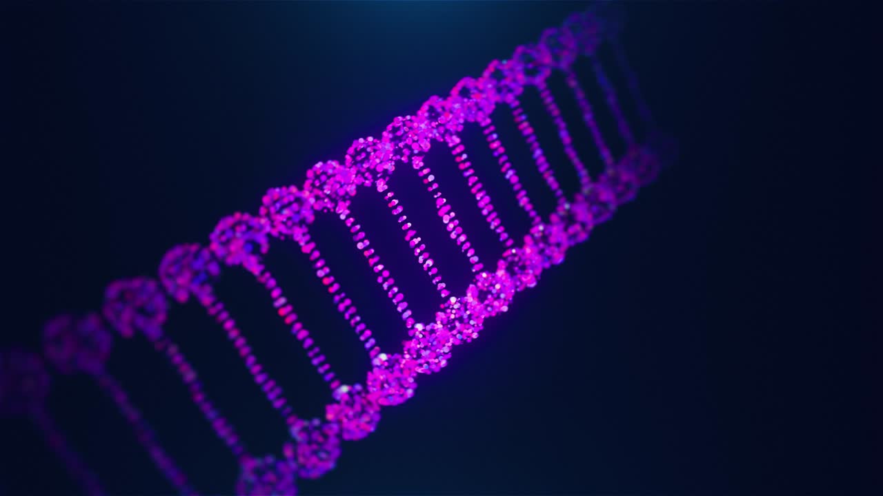 abstracto dna oscuro doble hélice profundidad de rotación de campo