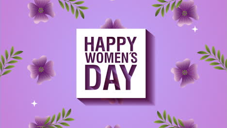 happy womens day card with purple flowers