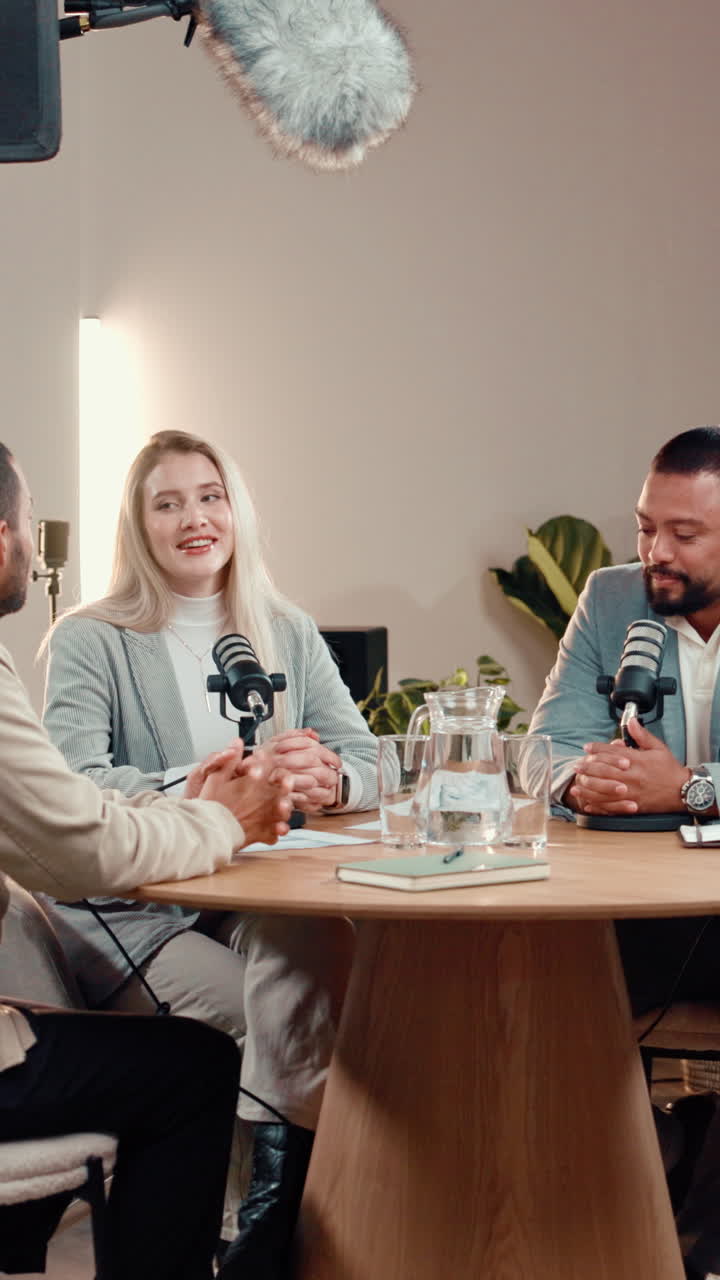 Podcast recording with people in a studio