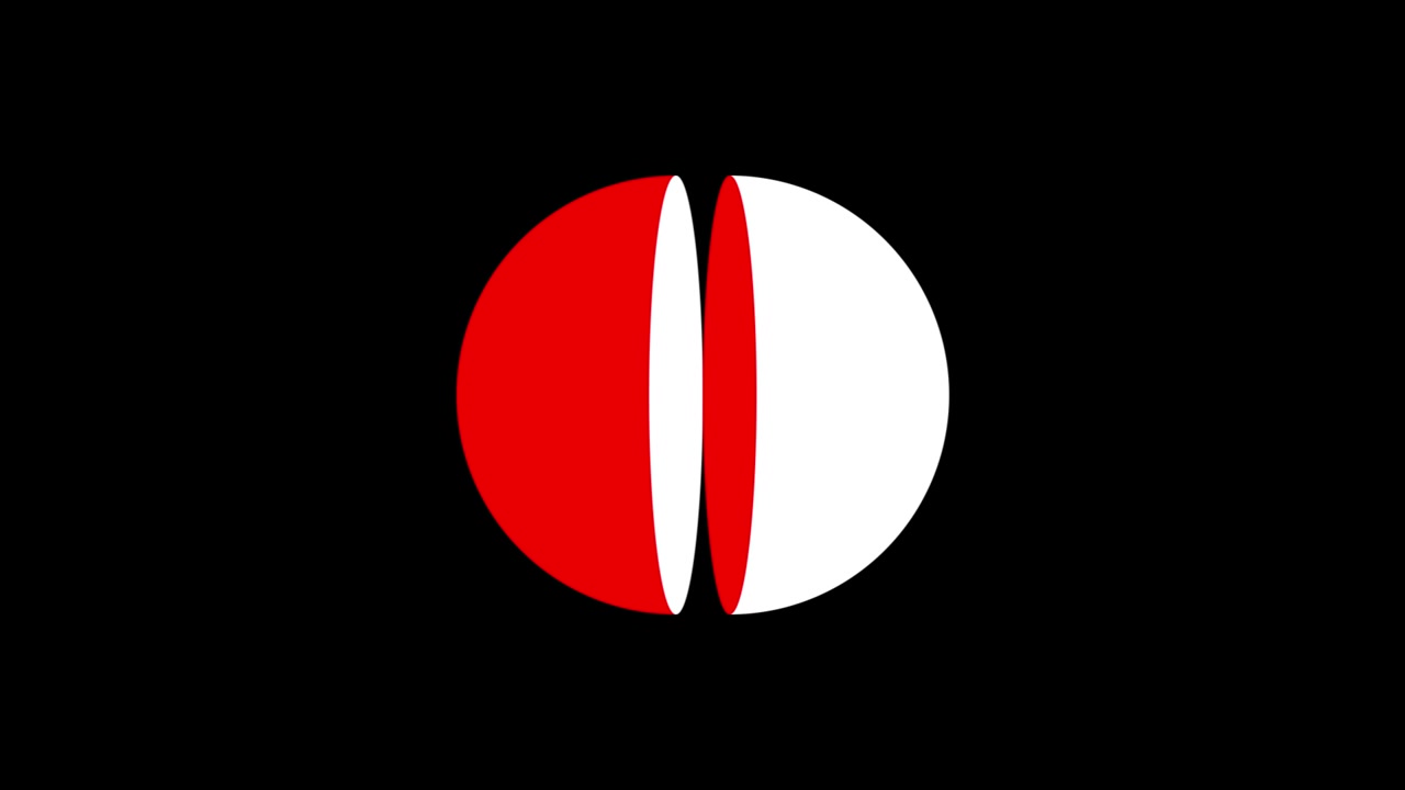 3D motion graphic animation of rotating half-spheres in perpetual motion