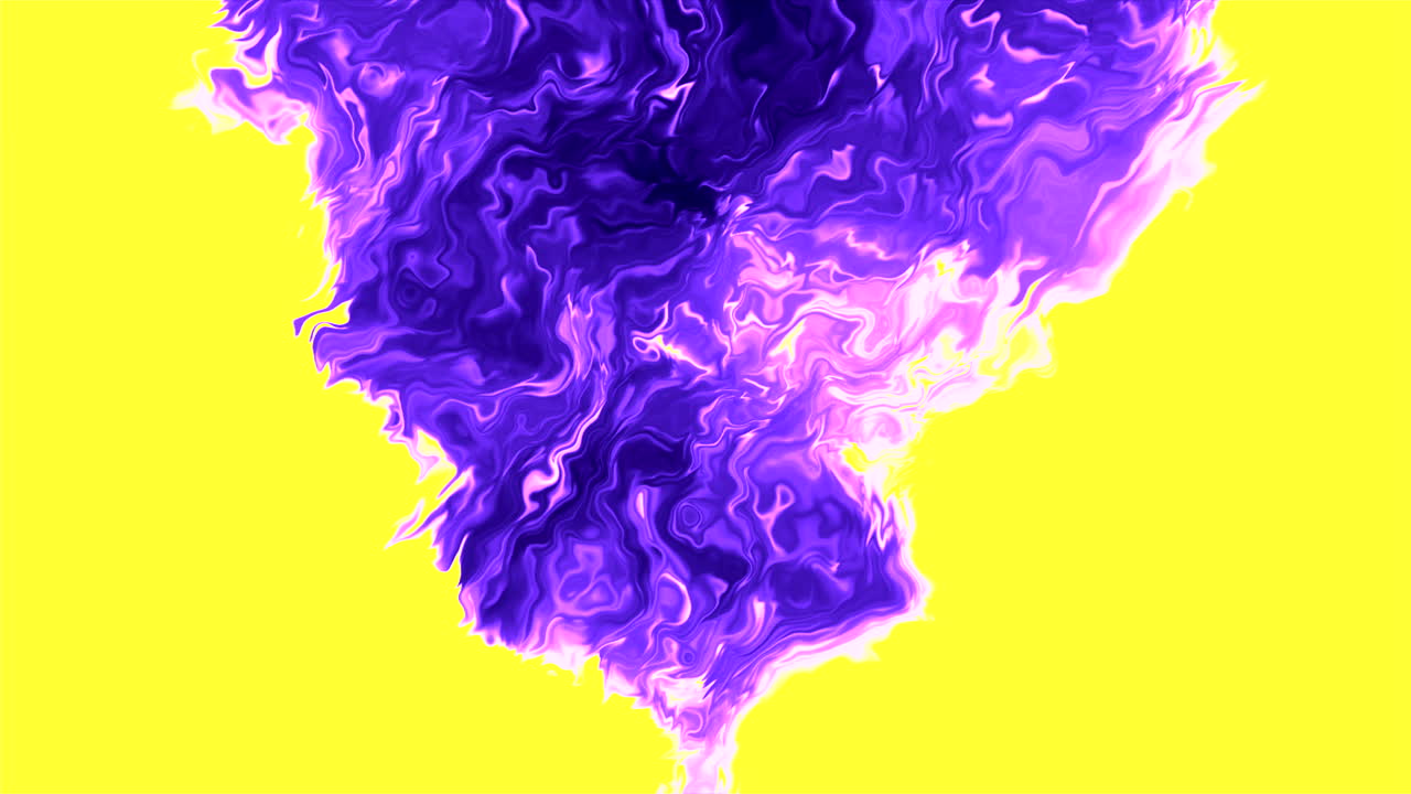 Abstract Purple and Pink Fluid Art on Yellow Background