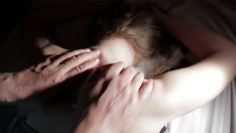 young woman getting back massage